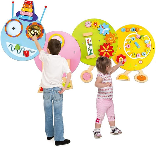 Dollox Caterpillar Activity Wooden Wall Panels, Toddler Sensory Wall Panels Toy Busy Board Interactive Educational Toys, Montessori Wall Decor Preschool Toy for Daycares Activity Center Livingroom