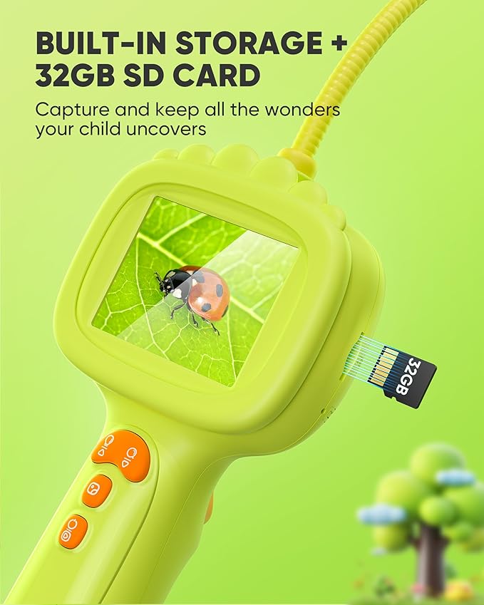 IWOBAC 2.6FT Borescope Snake Camera Toy with Light & 32GB SD Card for Kids Science Educational STEM Toys for Outdoor Camping Nature Exploration Birthday Gift for 4 5 6 7 8 9 10 12 Years Old Boy Girls