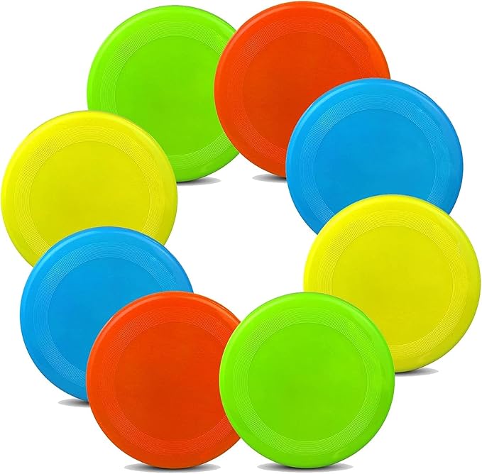 Sand Beach Toys, Jumbo 8" Flying Disc Toys For Kids Adults, Sport Yard Disc Toy For Outdoor Beach Accessories Backyard, Lawn, Park, Flying Ring Gift Set Boys Girls, Holiday Stocking Stuffer(8 PACK)