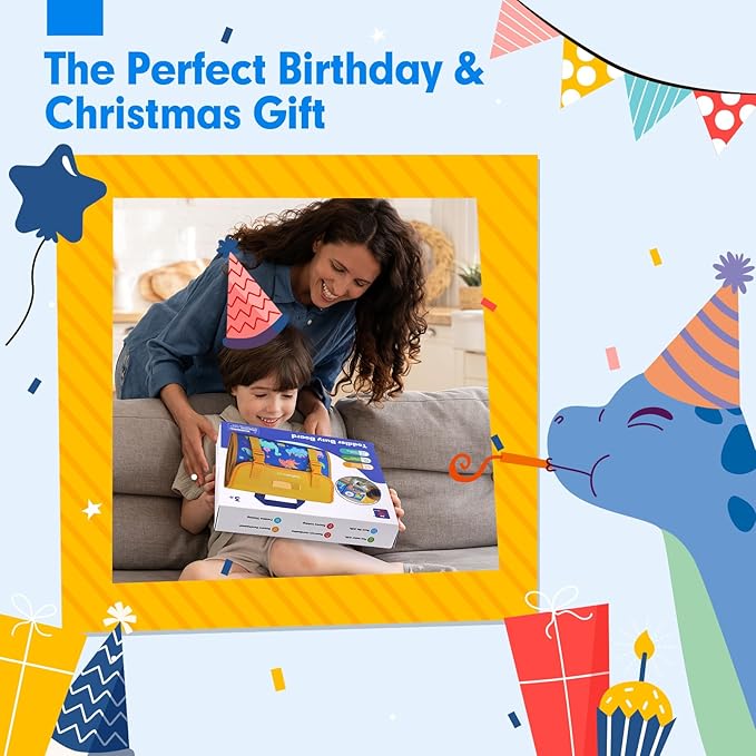 hahaland Toddler Toys Busy Board, Montessori Toys for Baby Boys, Boy Birthday Gift 18 in 1 Preschool Learning Activities with 12 Life Skills-Numbers,String Beads,Shapes,Colors,Puzzles,Alphabet