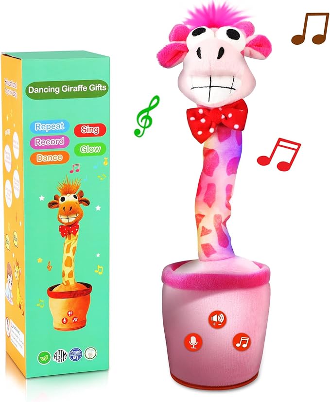 Stocking Stuffers Talking Dancing Giraffe Toy,Baby Gifts for Girls,Cool Stuff Toddler Baby Toys Tummy Time Singing,Hottest Pink Xmas Kids List,2025 Christmas Early Gift Ideas