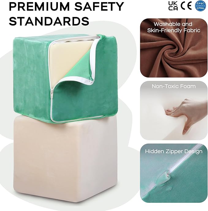 BanaSuper 11-Piece Large Foam Building Blocks for Toddlers, Plush Velvet Stacking & Climbing Toys, Early Learning Construction Play Set, Sensory Indoor Soft Play Gym for Safe Creative Play, Ideal Gift