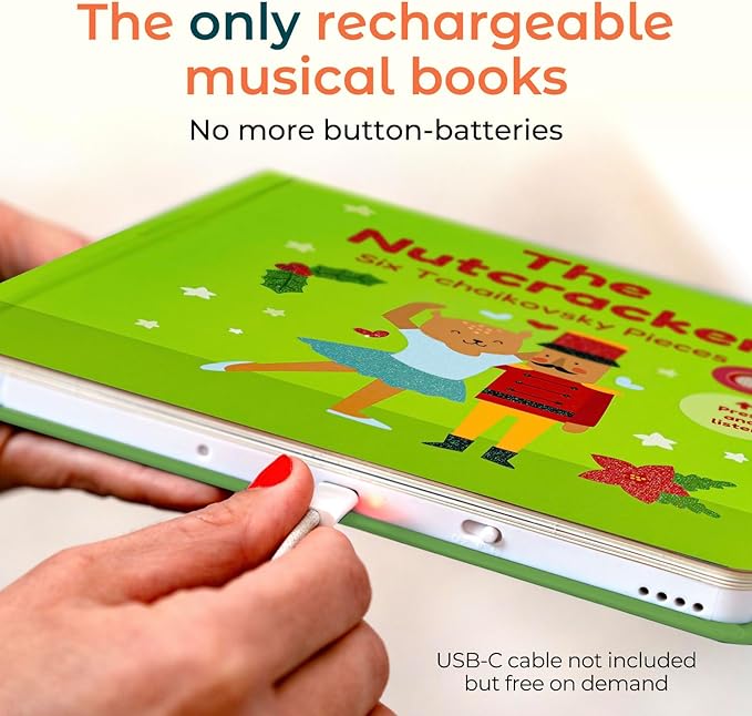 Cali's Books The Nutcracker Book for Children - Rechargeable USB Musical Book for Toddlers 1-3, Perfect for Christmas, 6 Excerpts from Tchaikovsky's Nutcracker Classical Music, Ballet for Kids