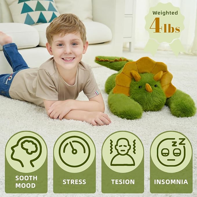 Weighted Dinosaur Stuffed Animal 24 Inch 4 lbs Large Plush Dino Toy for Boys and Girls Soft and Cuddly Weighted Plush Gift for Birthday Christmas Bedtime