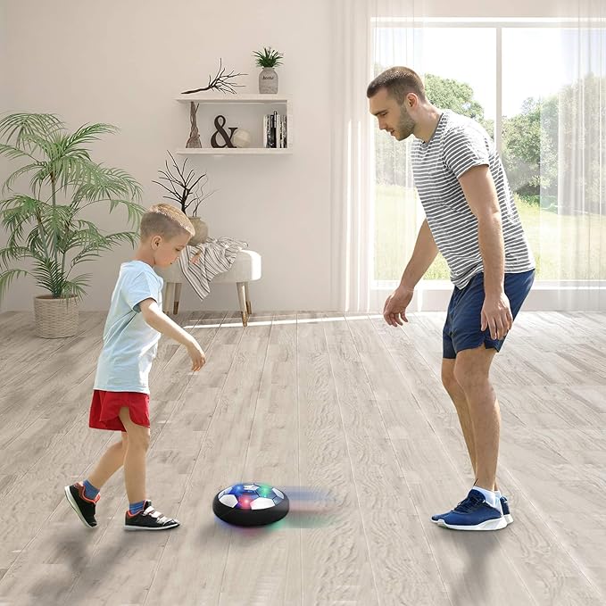 Hover Soccer Ball Boy Toy, Air Powered Floating Hover Soccers with LED Light, Kids Training Soccer Ball Indoor Outdoor Game, Birthday Gifts for Age 3 4 5 6 7 8-10 Years Old Boys Girls