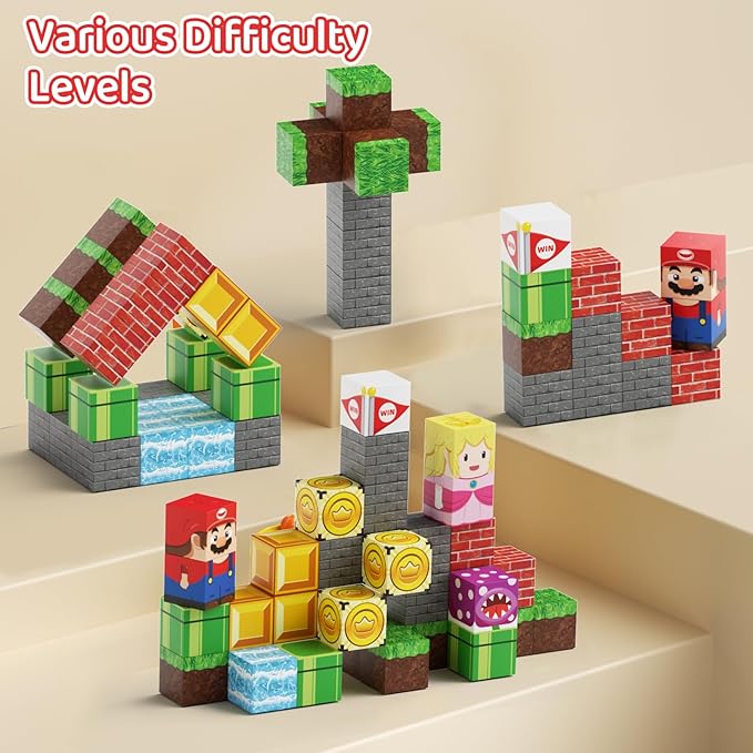 Magnetic Blocks Travel Toys, 35PCS Magnetic Tiles for Kids Ages 3-8, Portable STEM Building Cubes with Metal Storage Box, Toddler Learning Toys for Ages 3+