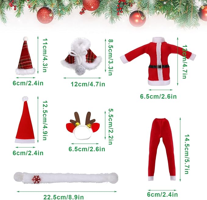 JANYUN Christmas Doll Clothes and Accessories,Doll Clothes Sets Party Dresses Outfits Xmas Gift Costumes Doll Shoes for Christmas Party Favors Girl Gift(Dolls not Included)