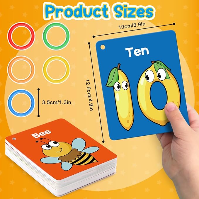 Torlam Toddler Flash Cards Baby Cognitive Flashcards for Kids, Learning Alphabet, Numbers, Shapes & Colors, Animals, First Words, Body Parts, Foods, Preschool Kindergarten Activities Educational Toys