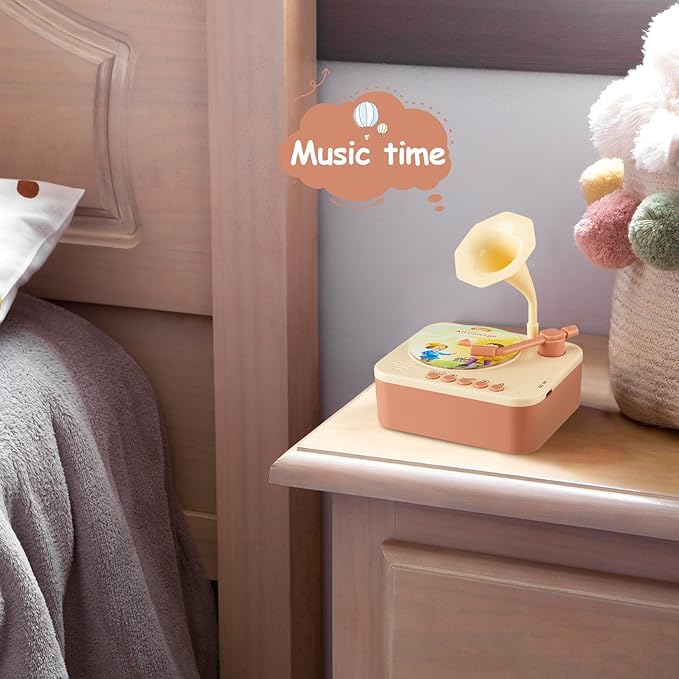 Toddler Gramophone Musical Toys - Player Audio Books for Kids, 99 Cards Stories Songs Phonograph Record, Gift for Boys and Girls (Cozy Brown)