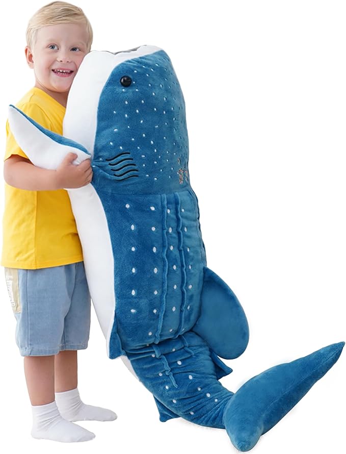 39 Inch Whale Shark Stuffed Animal – Giant Plush Shark Pillow Toy, Realistic Big Whale Shark Plushie for Kids and Ocean Lovers, Large Cuddly Gift
