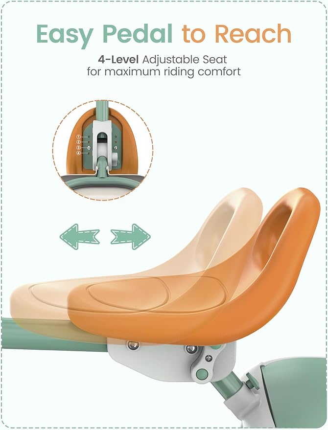 besrey Toddler Tricycle with Bell, Kids Tricycle Age 18 Months to 5 Years, Kids Trike, Toddler Bike for 2-5 Year Olds, Baby Trike, Gifts & Toys for Boys & Girls, Green