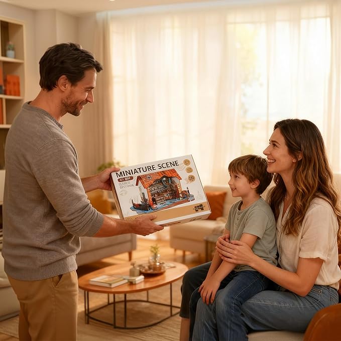 Book Nook Kit - DIY Miniature House Kit for Adults, Dollhouse Booknook Tiny House Bookshelf Decor 3D Wooden Puzzle Street Model, Ideal Gift for Book Lovers, Family, Friends (Floating Bookstore)