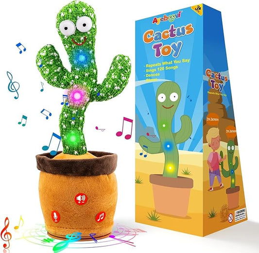 Ayeboovi Baby Toys Dancing Talking Cactus, Volume Adjustable Mimicking Recording Cactus Toy Repeats What You Say, Toddler Toys Singing Cactus with 120 Songs, Tummy Time Toys for Kids Boys Girls