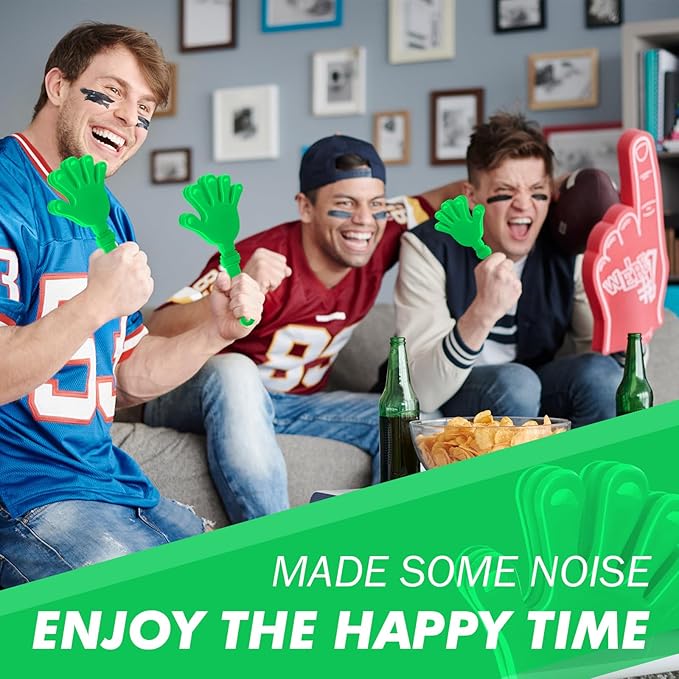 36 Pcs Hand Clappers Noisemakers 7.5 Inch Clappers Noisemakers Plastic Hand Clappers for Birthdays Game Football Sporting Events Cheers Supplies Dance Basketball Football Noisemakers（Green）
