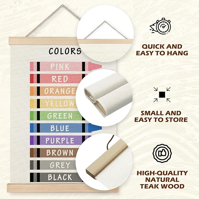 Supwhd Shapes Colors Posters for Classroom Wall, Shapes Colors Learning Poster Hanger Frame Wall Decor for Classroom Nursery Kids Room Playroom Preschool Decor, 12x16 Set of 2