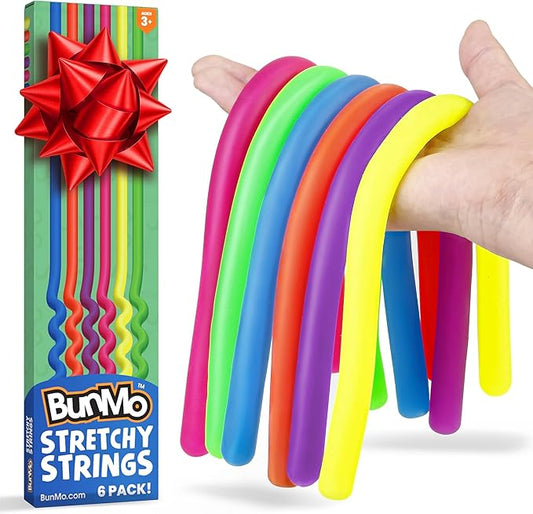 BUNMO Stocking Stuffers for Kids - Stretchy Sensory Strings - Sensory Toys for Kids - Stocking Stuffers for Boys and Girls - Hours of Fun - Original - 6 Pack