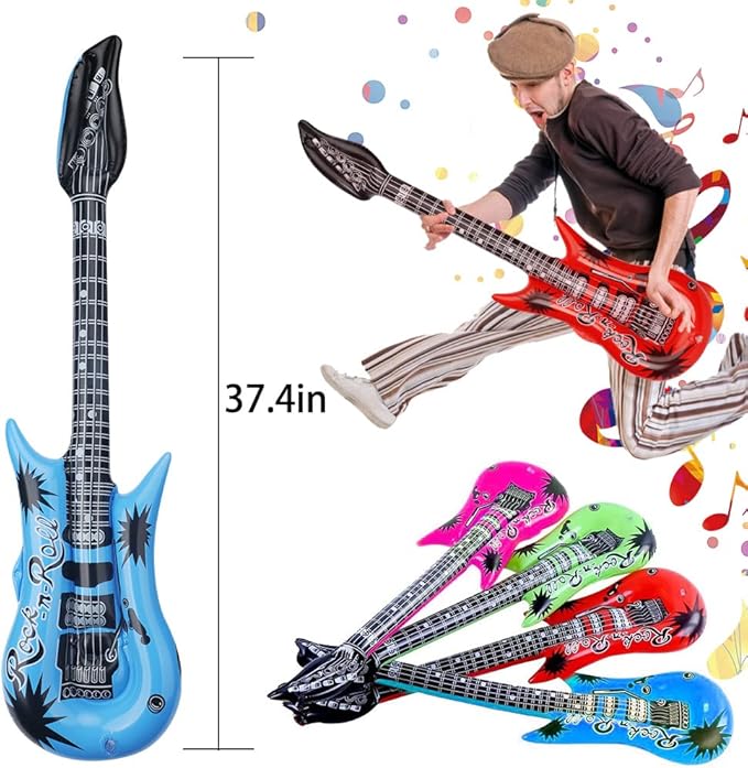 15 PCS Inflatable Guitar Musical Instrument Balloons 70s 80s 90s Party Decoration Photo Props, Waterproof Pool Float Toy for Kids Adults, Carnival Birthday Summer Party Supplies Favors