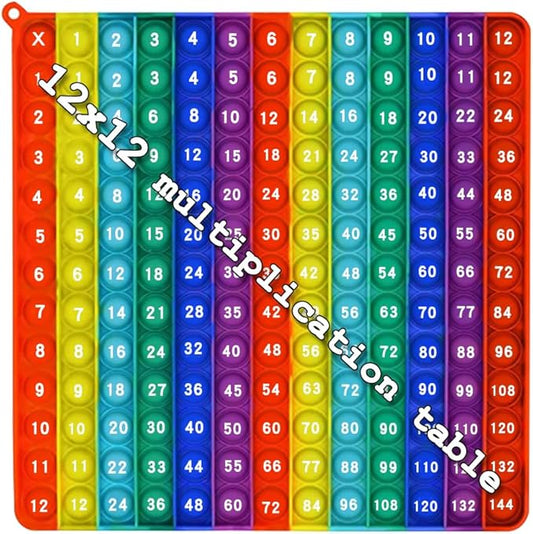 Multiplication Rainbow Pop Fidget Math Learning Toy, Multiplication Table Educational Game, 12x12multiplication pop Multiplication Exercise Educational Math Game Board Abacus for Kids Math