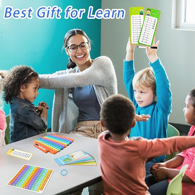 Multiplication Flash Cards + Pop Fidget Multiplication Chart, Times Table Educational Flashcard 3rd Grade, 4th, 5th, 6th Grade