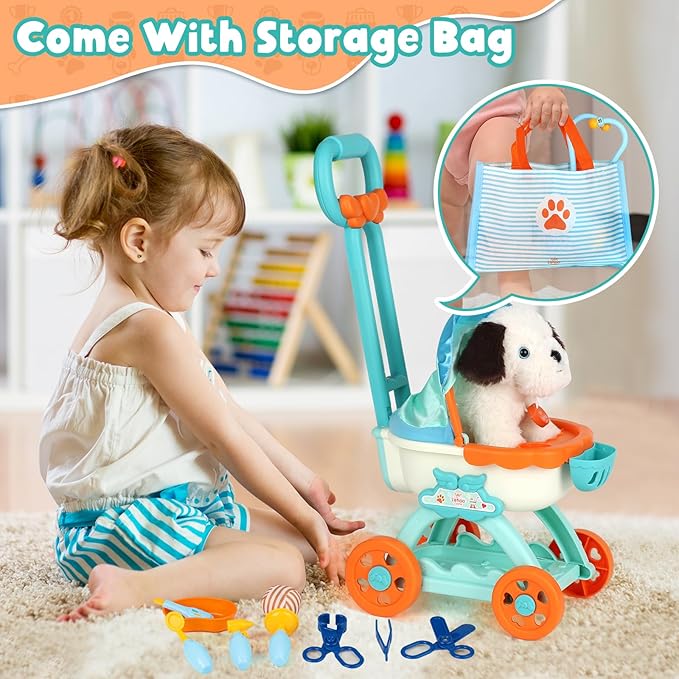 Lehoo Castle Doctor Kit for Kids, Vet Play Sets, Veterinarian Kit Pretend Play Doctor Set with Dog Bag, Medical Kits Doctor Toys Gift for Boys Girls Aged 3 4 5 6