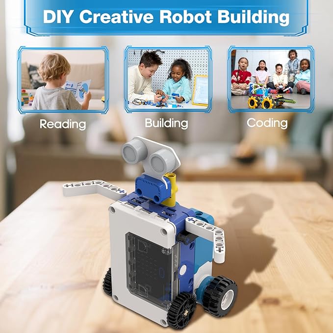 Coding Robot Kit, 10-in-1 BBC Micro:bit Robotics Invertor Kit, Educational Stem Robot Building Kit with APP Control Learn to MakeCode, MicroPython, and Scratch for Age 9+ Girls Boys