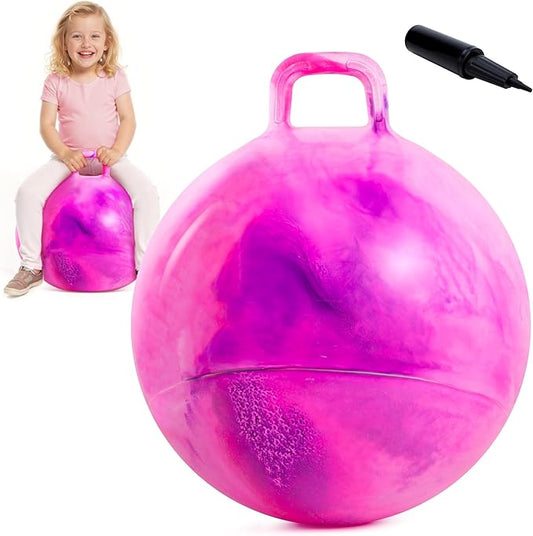 EVERICH TOY Hopper Ball for Kids 7-12, 20In Ride On Bouncy Balls with Handle, Purple Pink Clouds Inflatable Christmas Hopping Toys Gifts for Girls Boys, Indoor Outdoor Active Play Toys