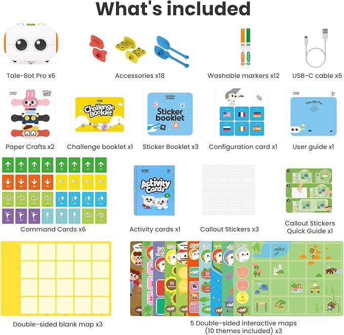 Tale-bot Pro Classroom Set Coding Robot for School Institution Kids 3-5, 6 TaleBot Pro Robots Included for School Supplies, STEM Educational Learning Toys for Kids to Learn Coding Basics