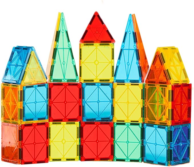 FNJO Magnetic Tiles, 52 PCS Magnet Building Set, Magnetic Building Blocks,Construction STEM Toys for Kids
