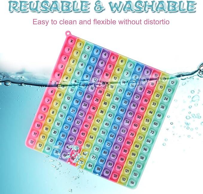 AK-SHIP Doubled Side Macaron Multiplication Game and Addition Numbers POP Fidget Math Toys, Create Various Math Operations, Stress Relief Fidget Learning Game Fidget Math Toys （1 Piece）