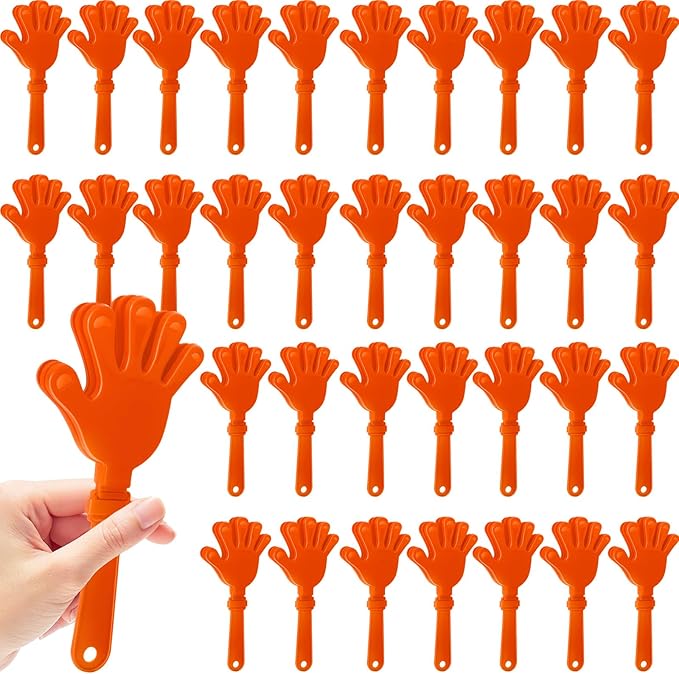 36 Pcs Hand Clappers Noisemakers 7.5 Inch Clappers Noisemakers Plastic Hand Clappers for Birthdays Game Football Sporting Events Cheers Supplies Dance Basketball Football Noisemakers（Orange）