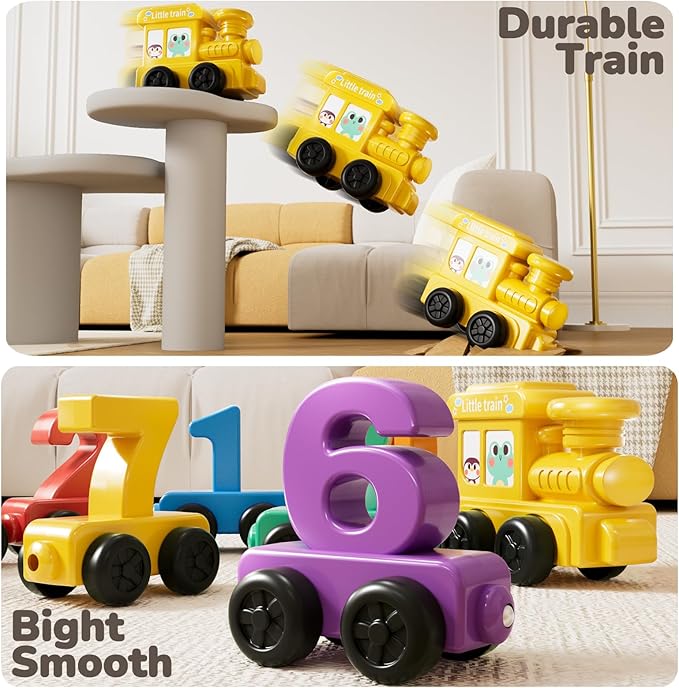 Magnet Number Train Set for Toddlers 1 2 3 4 Years Old - Counting Toy, Color Sorting Toy, Preschool Educational Activities, Learning Toy, Train Birthday Gifts for Boys Girls 1-3, 2-4