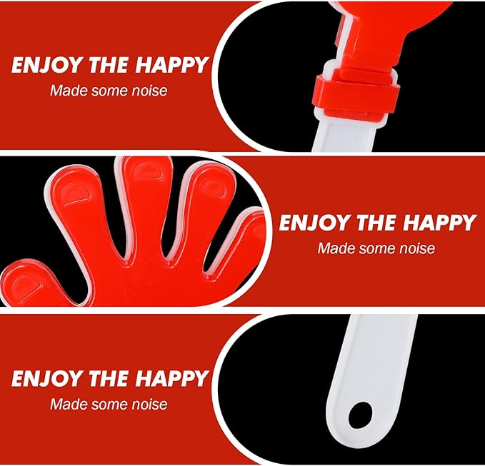 12 Pcs Hand Clappers Noisemakers 7.5 Inch Clappers Noisemakers Plastic Hand Clappers for Birthdays Game Football Sporting Events Cheers Supplies Dance Basketball Football Noisemakers(Red and White)