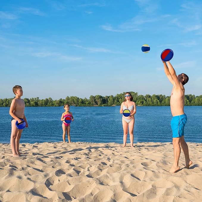 Toss and Catch Game Set, Outdoor Games with 4 Paddles 4 Balls and 1 Storage Bag, Great Outdoor Toys/Gifts for Kids, Classic Beach and Yard Games