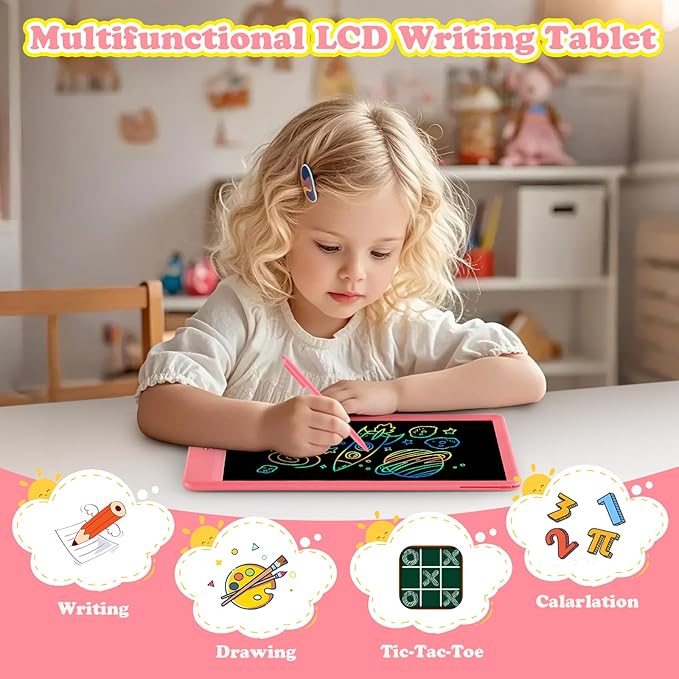 EooCoo LCD Writing Tablet for Kids, 10 Inch Colorful Doodle Board Drawing Pad 2 Pack, Learning Toys for Toddlers, No Mess Coloring Books for Travel, Stocking Stuffers for Toddler