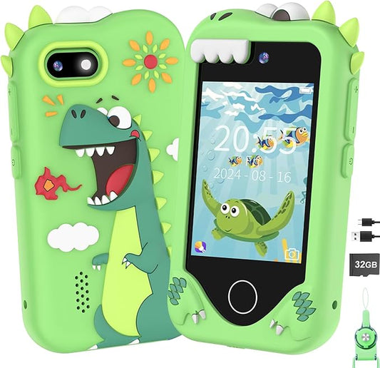 Kids Smart Phone for Girls Gifts - Toddler Christmas Birthday Gift for Age 3 4 5 6 Year Old, Kids Cell Phone Toy with Touchscreen, Dual Cameras, Learning, Kid Mp3 Player, Games with 32 GB Card