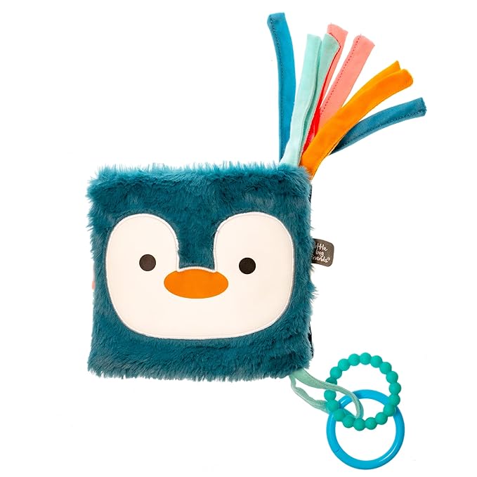 Little Big Friends 2-in-1 Sensory Baby Book | Crinkle Cloth Activity Book with Teether, Mirror & Contrast Textures | Stimulating Toy for Newborns & Infants | Crib & Stroller Attachment | Ocean Theme