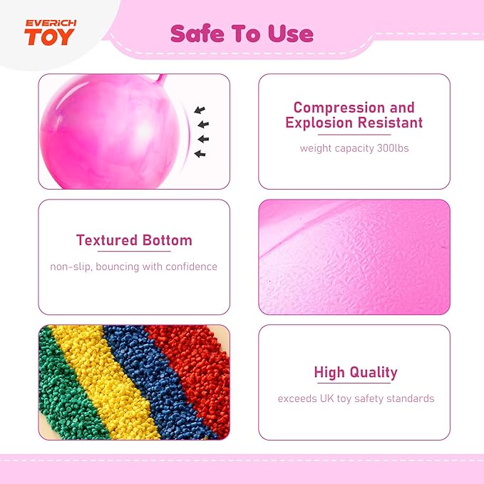 EVERICH TOY Hopper Ball for Kids 7-12, 20In Ride On Bouncy Balls with Handle, Purple Pink Clouds Inflatable Christmas Hopping Toys Gifts for Girls Boys, Indoor Outdoor Active Play Toys