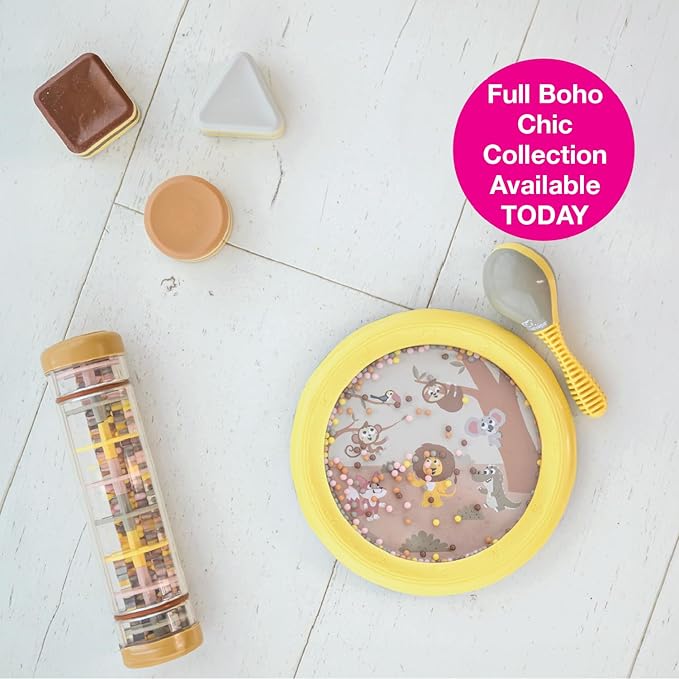 Edushape My First Shakers Boho Chic Basic Shapes - Baby Maracas with Soothing Sound - Musical Egg Shakers for Babies - Grasping and Teething Rattle Toys - Enhances Tummy Time, Sensory Development