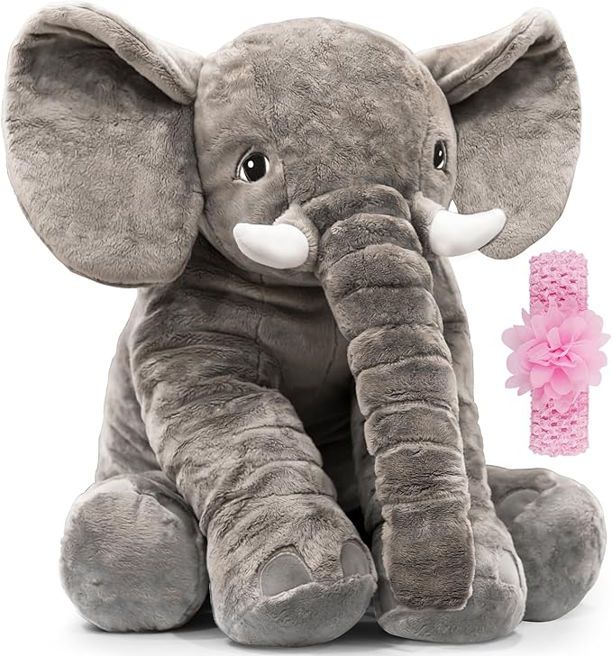 Homily Big Stuffed Elephant, Large Elephant Stuffed Animal, Giant Plush Animal Fluffy Toy for Girl Kids 24 INCH