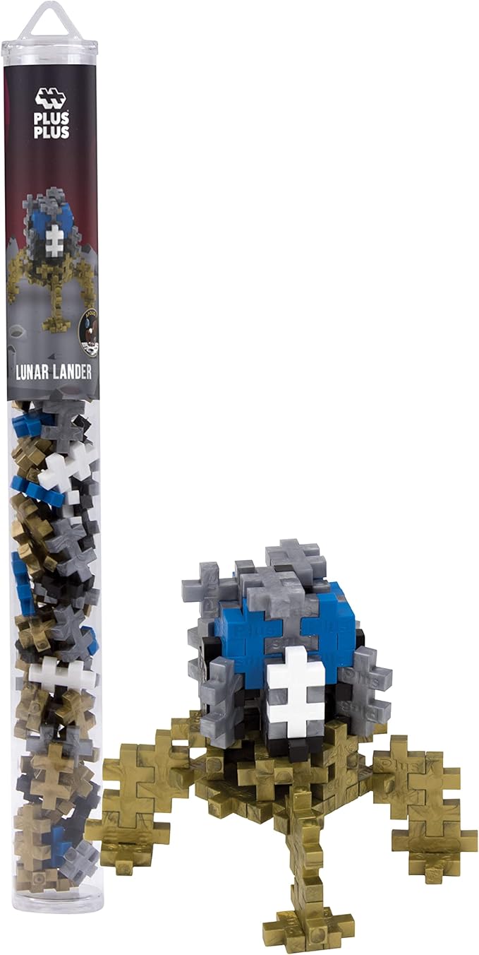 PLUS PLUS - Apollo 11 Space Playset Bundle - Space Mini Maker Tubes and Baseplate Builder - Construction Building STEM | STEAM Toy, Interlocking Mini Puzzle Blocks for Kids