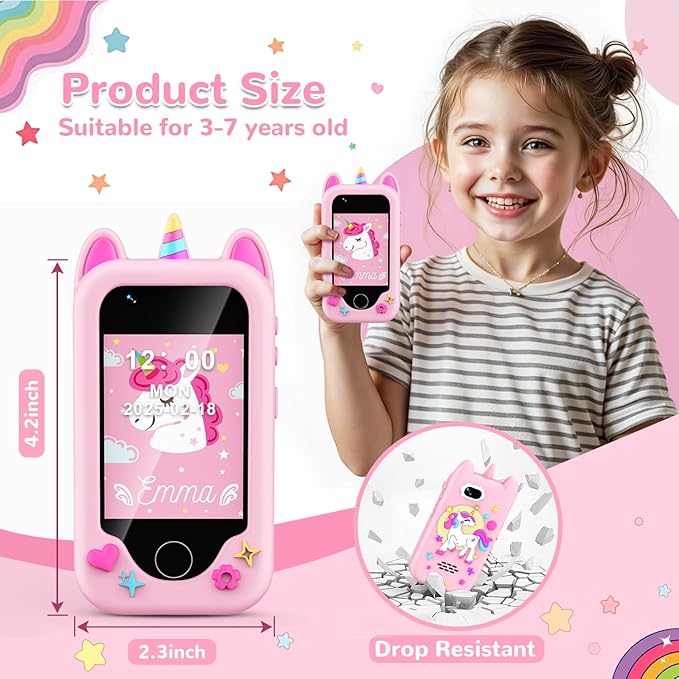Lapare Kids Smart Phone Toy for Girls, 2.8" Touchscreen Cell Phone Learning Toy with Dual Camera, Game, Music Player and More, Perfect Christmas Birthday Gifts for Girls 3-10 Year Old (32GB)