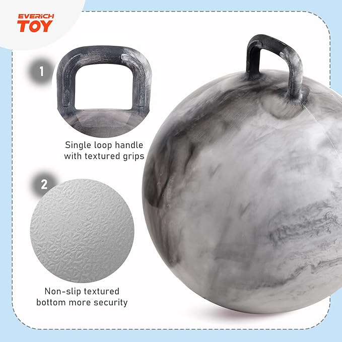 EVERICH TOY Hopper Ball for Kids 7-12, 20In Hoppity Hop Ball, Grey Clouds Sit On Bouncy Balls with Handle, Indoor Outdoor Inflatable Christmas Hopping Toys Gifts for Boys Girls