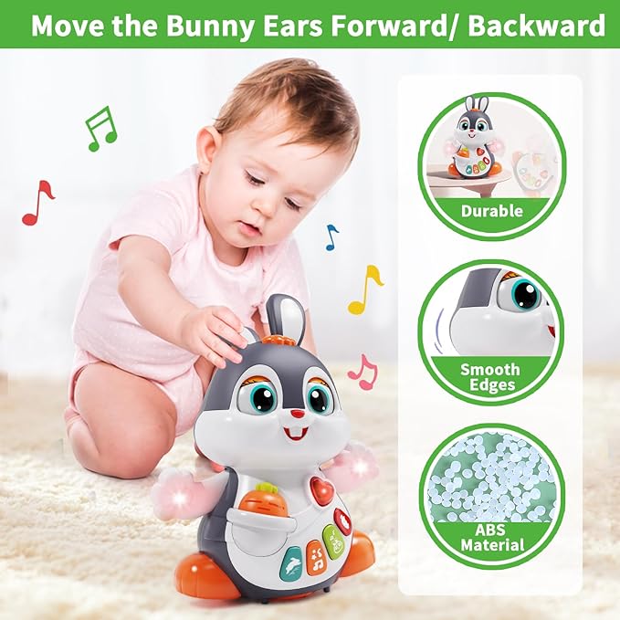 Baby Toys 12-18 Months, Musical Bunny Light Tummy Time Infant Baby Crawling Toy 6-12 Month, Dancing Moving Walking Toddler Toy 3 4 5 6 7 8 9 Month 1 Year Old Boy Girl Christmas Birthday Gifts