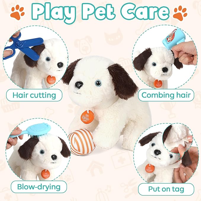 Lehoo Castle Doctor Kit for Kids, Vet Play Sets, Veterinarian Kit Pretend Play Doctor Set with Dog Bag, Medical Kits Doctor Toys Gift for Boys Girls Aged 3 4 5 6