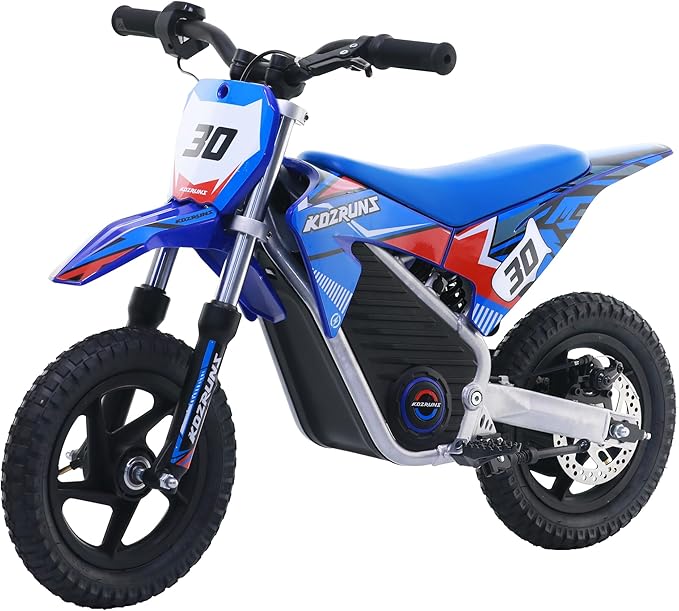 Electric Dirt Bike for Boys Girls Ages 3-8, 250W High Racing Competition Grade Motorcycle, Up to 15.5MPH 3 Speed Settings Balance Bike, 12IN Off-Road Tires & Advanced Shock Absorption, Blue
