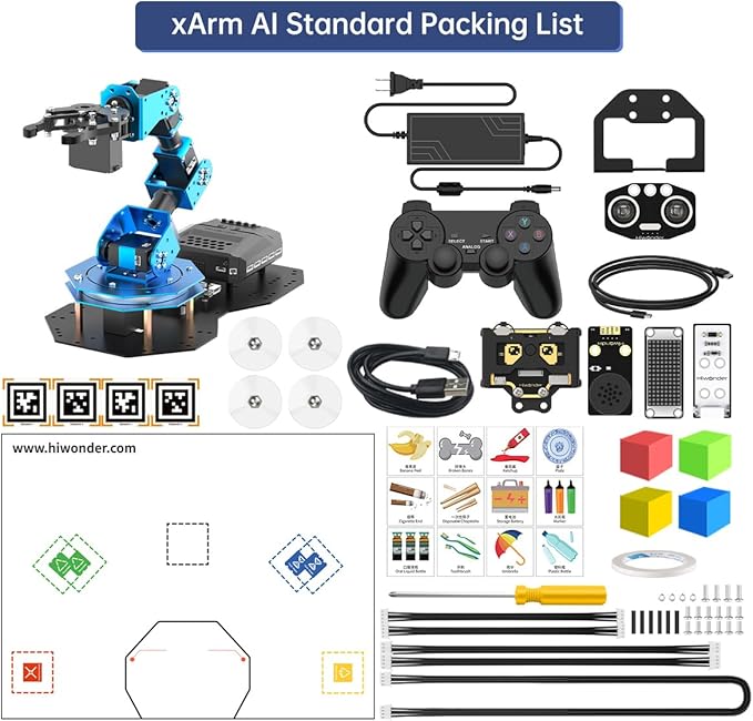 Robotic Arm AI Vision Voice Control for Arduino Scratch Python 6DOF Smart Robot Arm STEM Project Educational Robot & Engineering Kits, Science/Coding/Programming Set, xArmAI Standard Kit