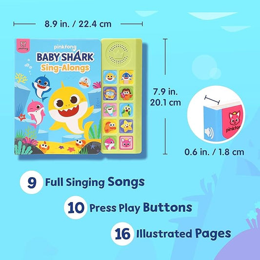 Baby Shark Sing-Alongs 10 Button Sound Book | Baby Shark Toys | Learning & Education Toys | Interactive Baby Books for Toddlers 1-3 | Gifts for Boys & Girls