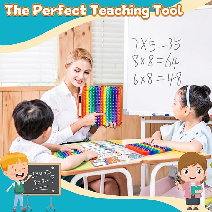 Addition Flash Cards+Multiplication Flash Cards + Fingertip Bubbles Toy, Interesting Math Combination, Math Games for Children Aged 3 +