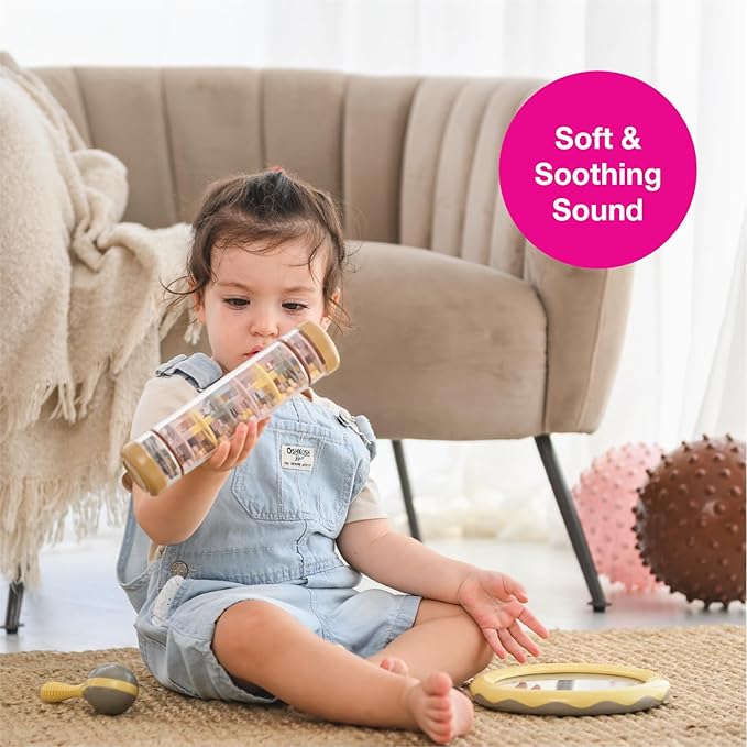 Edushape Rainsticks 8 Inch - Set of 2 Rainmaker Toys for Babies, Sensory Tubes Musical Instrument, Rain Stick Baby Toy for Soothing Rain Sounds, Perfect Tummy Time Toys, Engaging Toddler Sensory Play