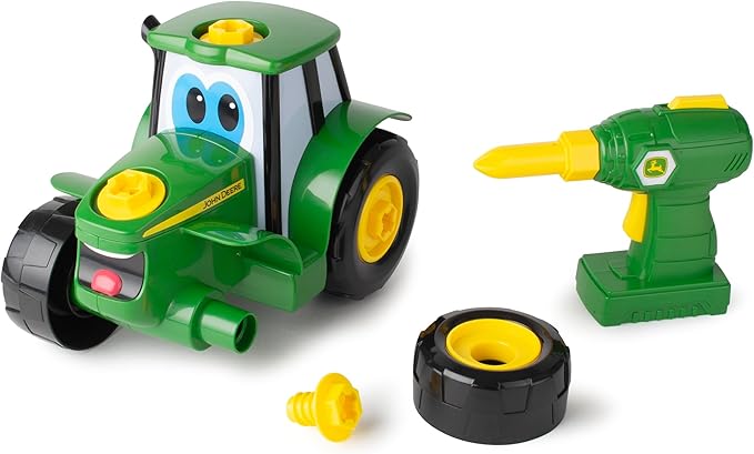 John Deere Tractor Toy and Toy Drill - Toddler STEM Take Apart Toys with 16 Individual Pieces and Kids Tools - Kids Building Toys Ages 3 Years and Up